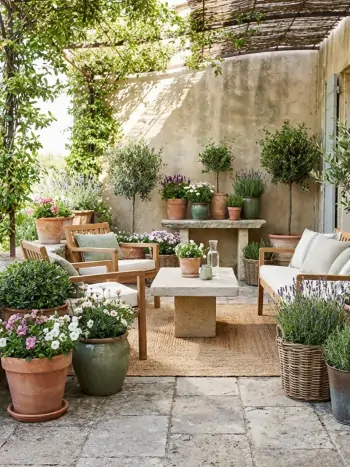 Pflanzkübel dekorieren eine Terrasse - Zum vergrößern klicken Pflanzkübel dekorieren eine Terrasse